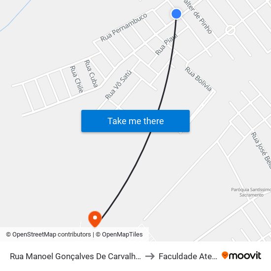 Rua Manoel Gonçalves De Carvalho, 196 to Faculdade Atenas map