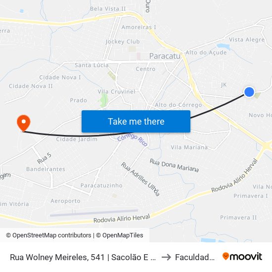 Rua Wolney Meireles, 541 | Sacolão E Mercearia Ponto Chick to Faculdade Atenas map