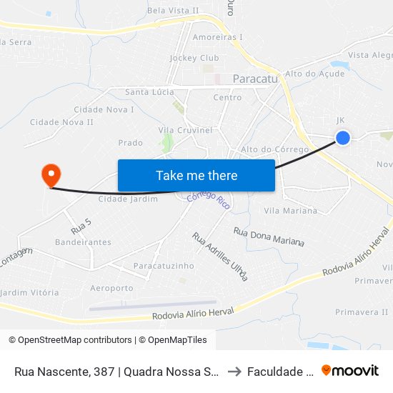 Rua Nascente, 387 | Quadra Nossa Senhora De Fátima to Faculdade Atenas map