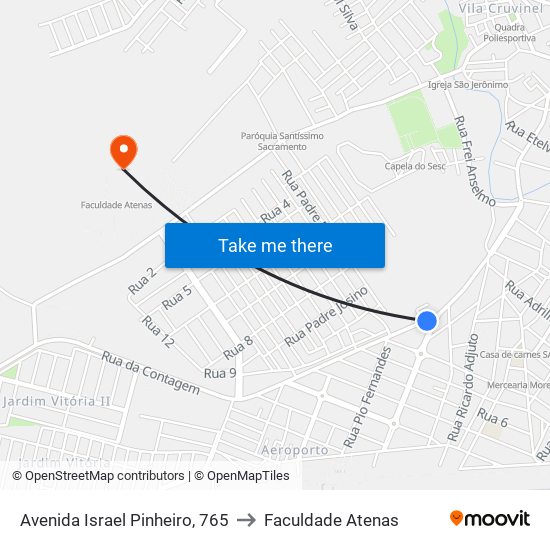 Avenida Israel Pinheiro, 765 to Faculdade Atenas map