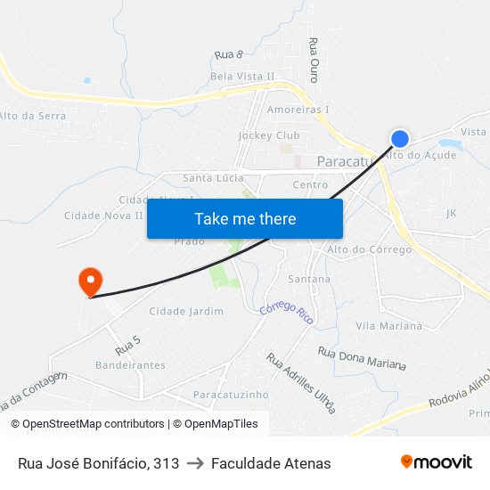 Rua José Bonifácio, 313 to Faculdade Atenas map