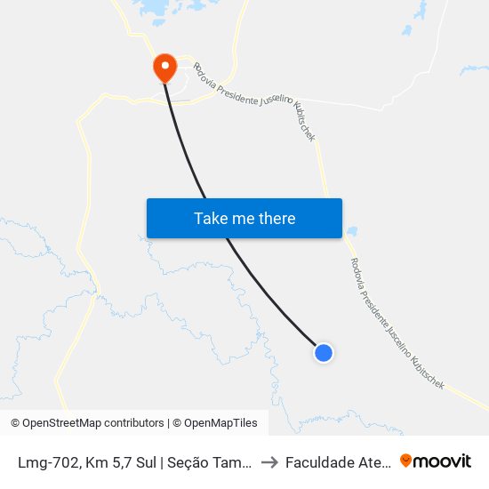 Lmg-702, Km 5,7 Sul | Seção Tamanduá to Faculdade Atenas map