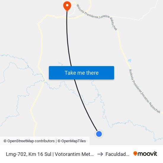 Lmg-702, Km 16 Sul | Votorantim Metais - Seção Morro Agudo to Faculdade Atenas map