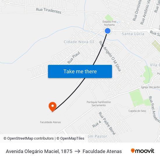 Avenida Olegário Maciel, 1875 to Faculdade Atenas map