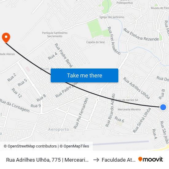 Rua Adrilhes Ulhôa, 775 | Mercearia Resende to Faculdade Atenas map