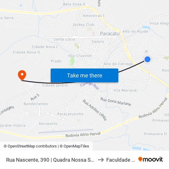 Rua Nascente, 390 | Quadra Nossa Senhora De Fátima to Faculdade Atenas map