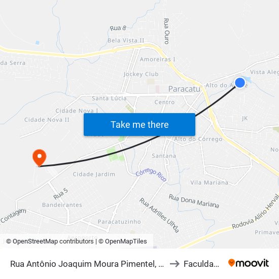 Rua Antônio Joaquim Moura Pimentel, 185 | Comunidade Santa Luzia to Faculdade Atenas map