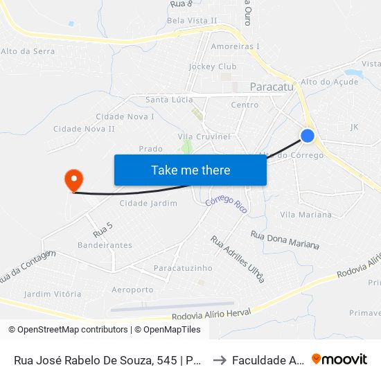 Rua José Rabelo De Souza, 545 | Posto Moirão to Faculdade Atenas map