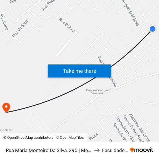 Rua Maria Monteiro Da Silva, 295 | Mercearia Três Gerações to Faculdade Atenas map