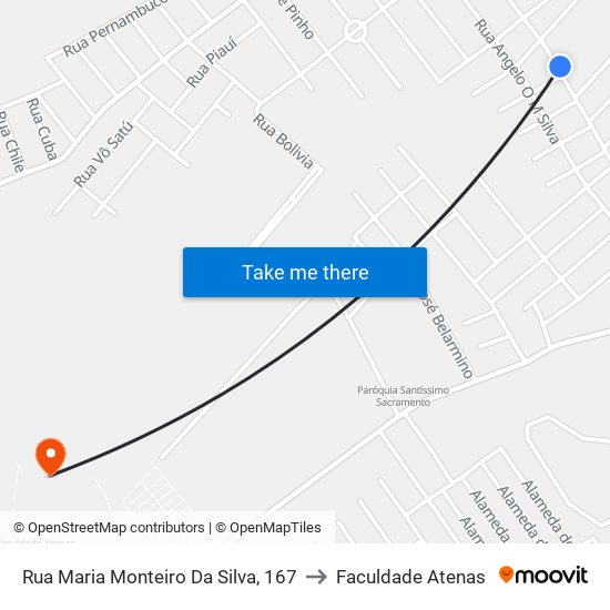 Rua Maria Monteiro Da Silva, 167 to Faculdade Atenas map