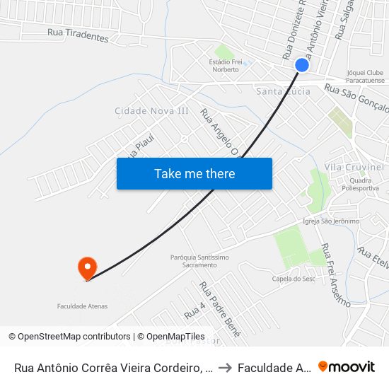 Rua Antônio Corrêa Vieira Cordeiro, 21 | Tubolar to Faculdade Atenas map