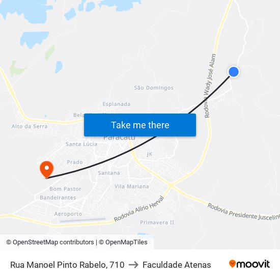 Rua Manoel Pinto Rabelo, 710 to Faculdade Atenas map