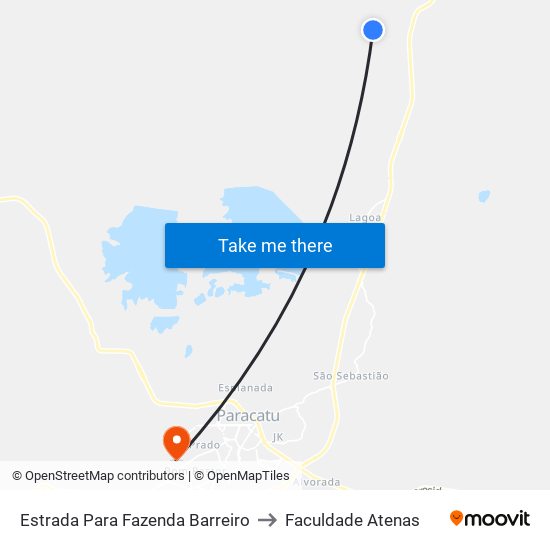 Estrada Para Fazenda Barreiro to Faculdade Atenas map