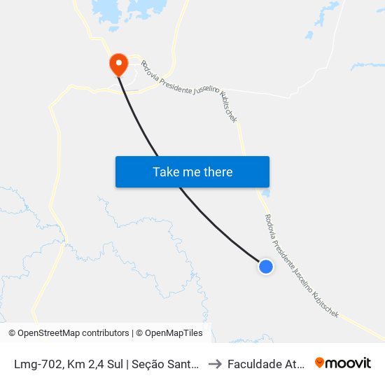 Lmg-702, Km 2,4 Sul | Seção Santo Aleixo to Faculdade Atenas map