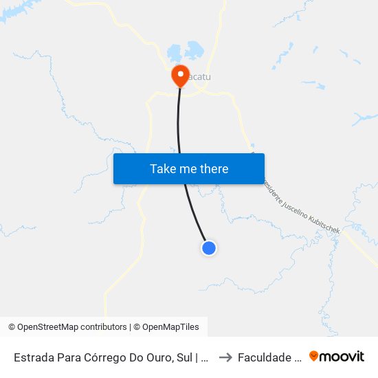 Estrada Para Córrego Do Ouro, Sul | Seção Maria Rosa to Faculdade Atenas map