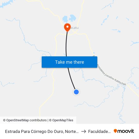 Estrada Para Córrego Do Ouro, Norte | Seção Maria Rosa to Faculdade Atenas map