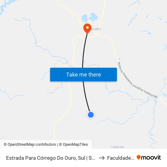 Estrada Para Córrego Do Ouro, Sul | Seção Córrego Do Ouro to Faculdade Atenas map