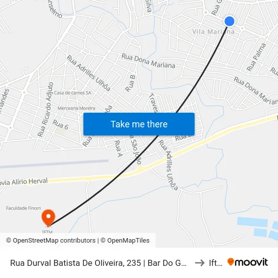 Rua Durval Batista De Oliveira, 235 | Bar Do Gaúcho to Iftm map