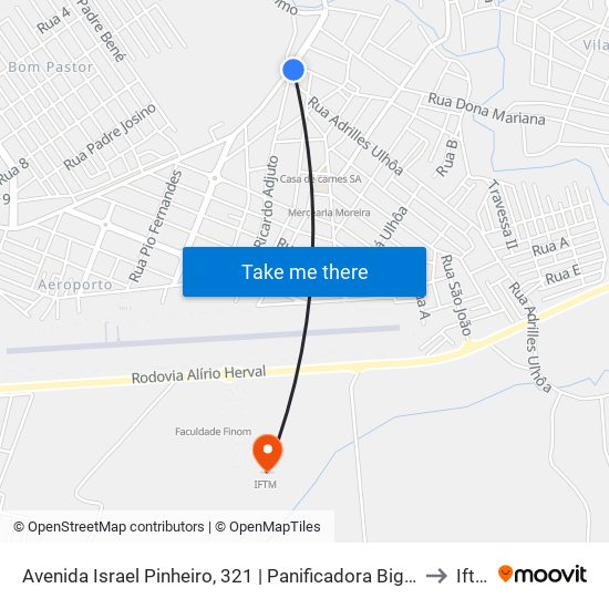 Avenida Israel Pinheiro, 321 | Panificadora Big Pão to Iftm map