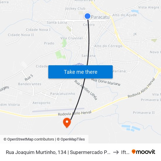 Rua Joaquim Murtinho, 134 | Supermercado Paracatu to Iftm map