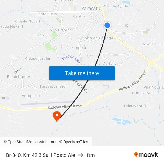 Br-040, Km 42,3 Sul | Posto Ale to Iftm map