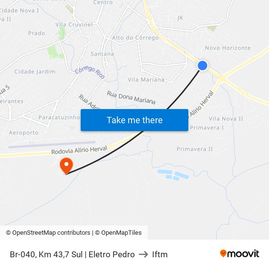 Br-040, Km 43,7 Sul | Eletro Pedro to Iftm map