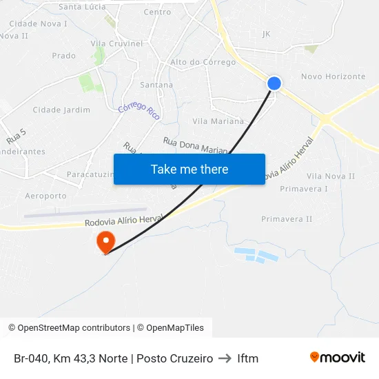Br-040, Km 43,3 Norte | Posto Cruzeiro to Iftm map