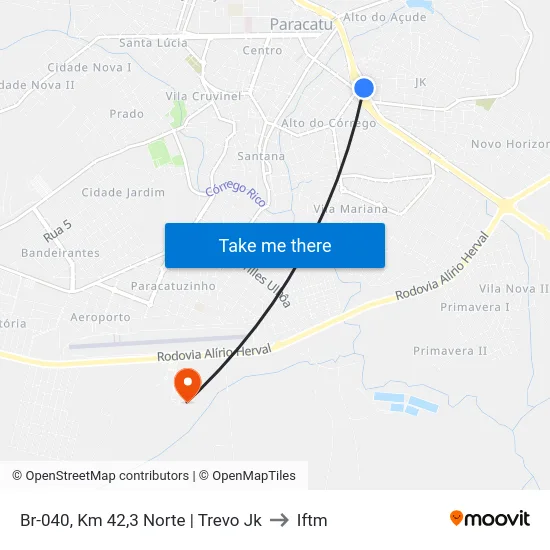 Br-040, Km 42,3 Norte | Trevo Jk to Iftm map