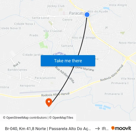 Br-040, Km 41,8 Norte | Passarela Alto Do Açude to Iftm map