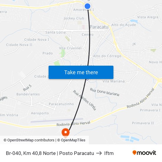 Br-040, Km 40,8 Norte | Posto Paracatu to Iftm map