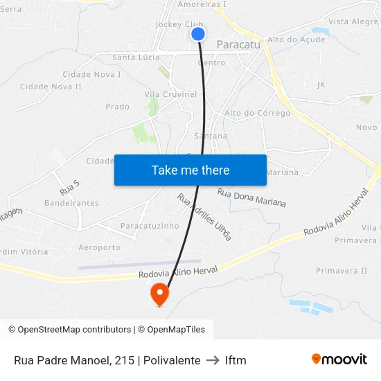 Rua Padre Manoel, 215 | Polivalente to Iftm map