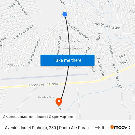 Avenida Israel Pinheiro, 280 | Posto Ale Paracatuzinho to Iftm map