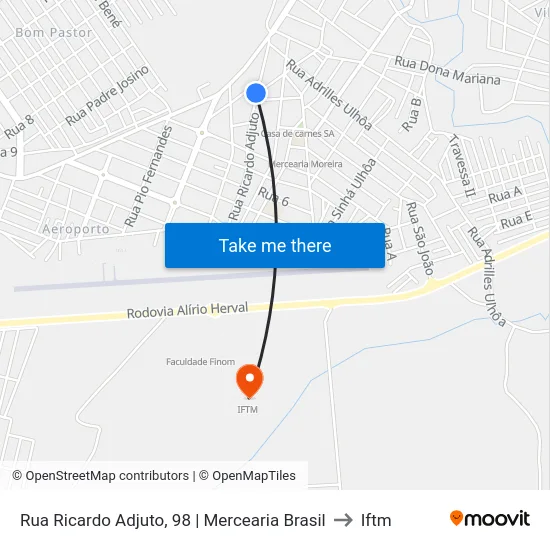 Rua Ricardo Adjuto, 98 | Mercearia Brasil to Iftm map
