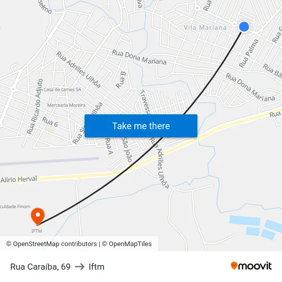Rua Caraíba, 69 to Iftm map