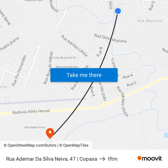 Rua Ademar Da Silva Neiva, 47 | Copasa to Iftm map