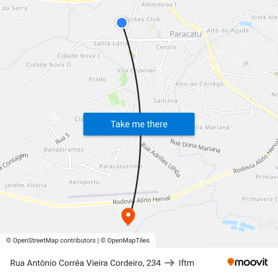 Rua Antônio Corrêa Vieira Cordeiro, 234 to Iftm map