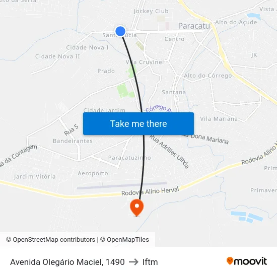 Avenida Olegário Maciel, 1490 to Iftm map