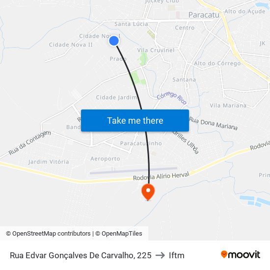 Rua Edvar Gonçalves De Carvalho, 225 to Iftm map