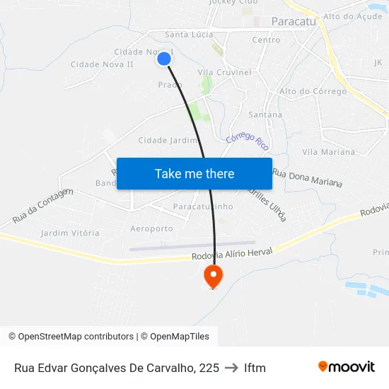 Rua Edvar Gonçalves De Carvalho, 225 to Iftm map