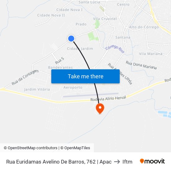 Rua Euridamas Avelino De Barros, 762 | Apac to Iftm map