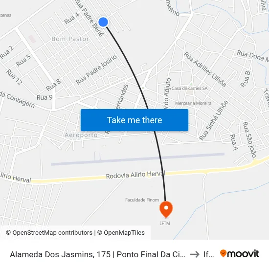 Alameda Dos Jasmins, 175 | Ponto Final Da Cidade Nova to Iftm map