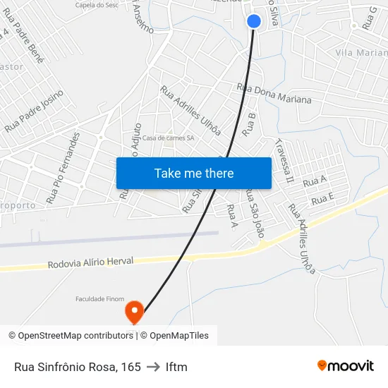 Rua Sinfrônio Rosa, 165 to Iftm map