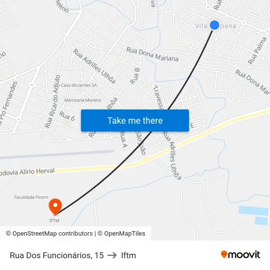 Rua Dos Funcionários, 15 to Iftm map