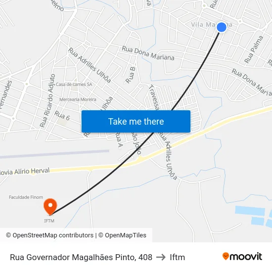 Rua Governador Magalhães Pinto, 408 to Iftm map