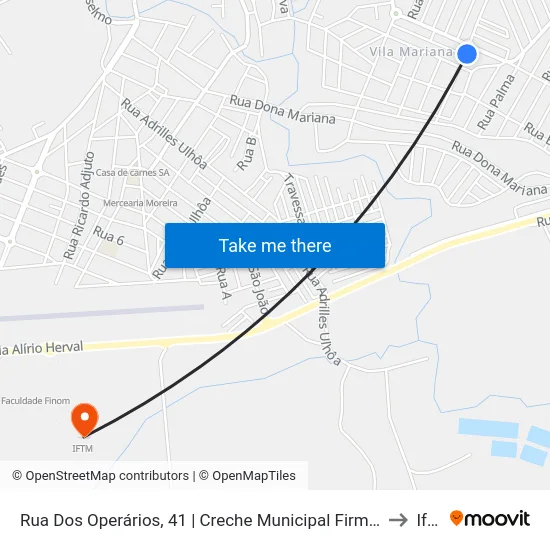 Rua Dos Operários, 41 | Creche Municipal Firmina Santana to Iftm map