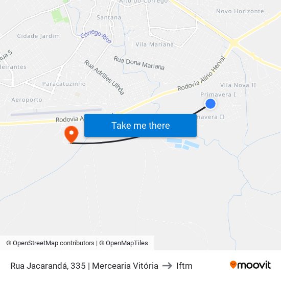 Rua Jacarandá, 335 | Mercearia Vitória to Iftm map