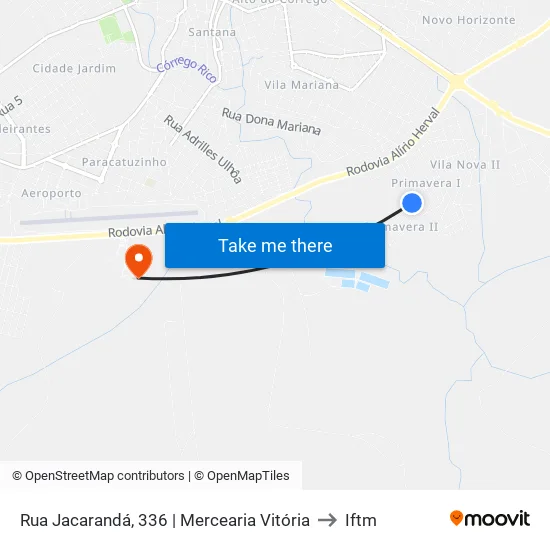 Rua Jacarandá, 336 | Mercearia Vitória to Iftm map
