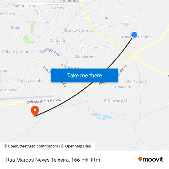 Rua Marcos Neves Teixeira, 166 to Iftm map