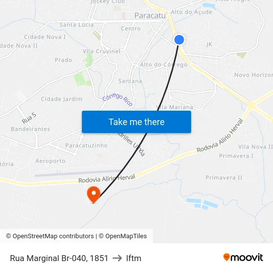 Rua Marginal Br-040, 1851 to Iftm map