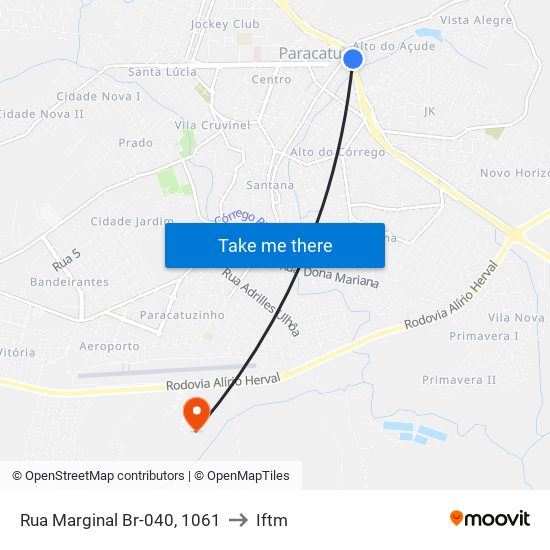 Rua Marginal Br-040, 1061 to Iftm map